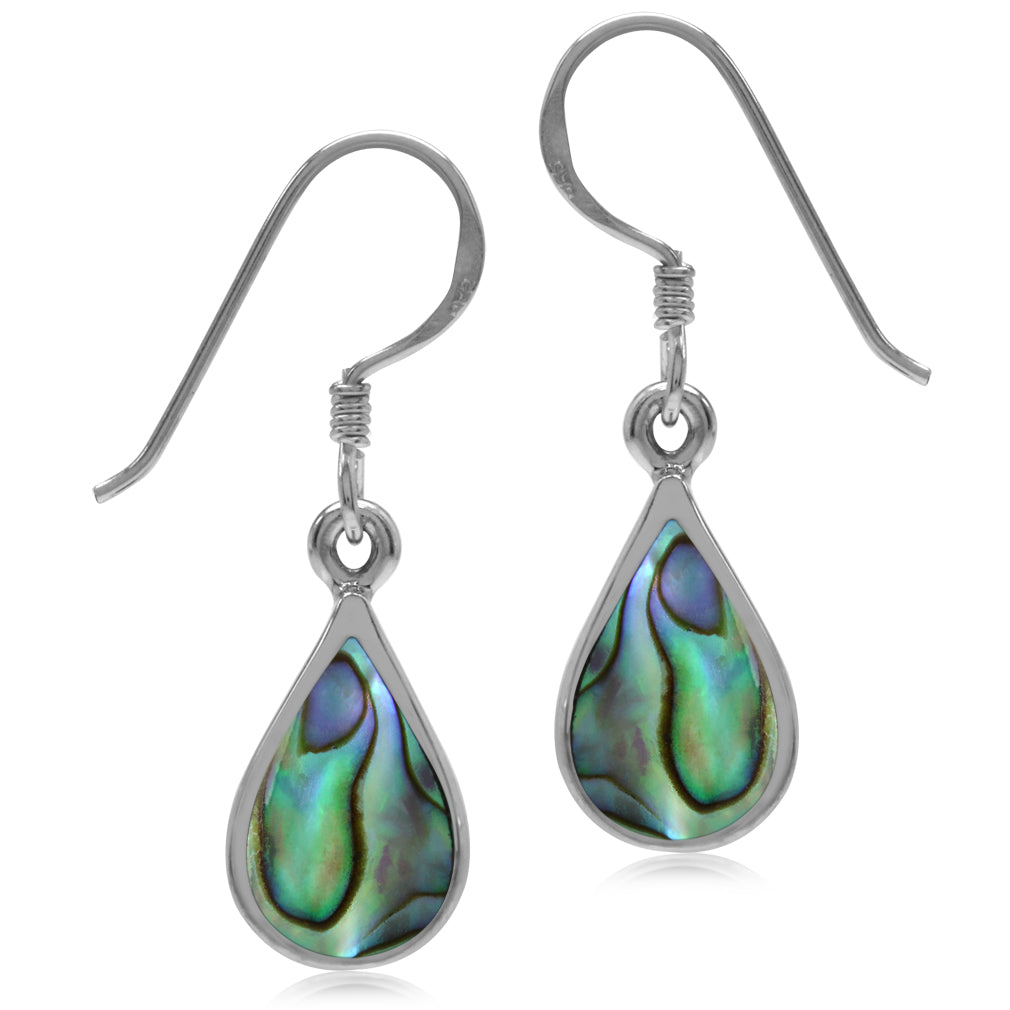 Abalone Paua Shell Inlay White Gold Plated 925 Sterling Silver Drop Dangle Earrings - Silvershake-store