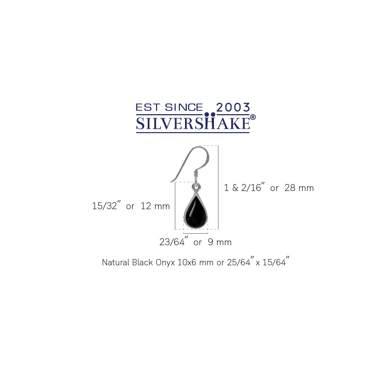 Created Black Onyx White Gold Plated 925 Sterling Silver Drop Dangle Earrings - Silvershake-store