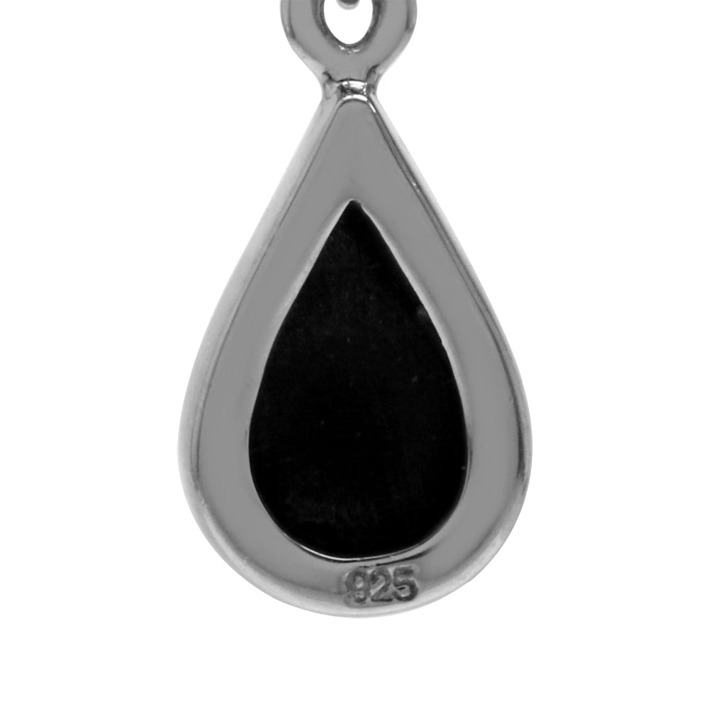 Created Black Onyx White Gold Plated 925 Sterling Silver Drop Dangle Earrings - Silvershake-store