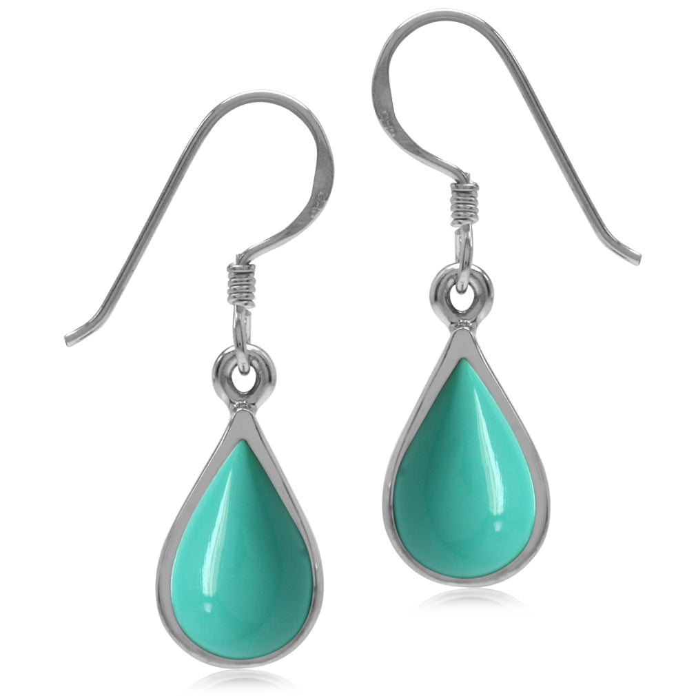 Created Green Turquoise White Gold Plated 925 Sterling Silver Drop Dangle Earrings - Silvershake-store