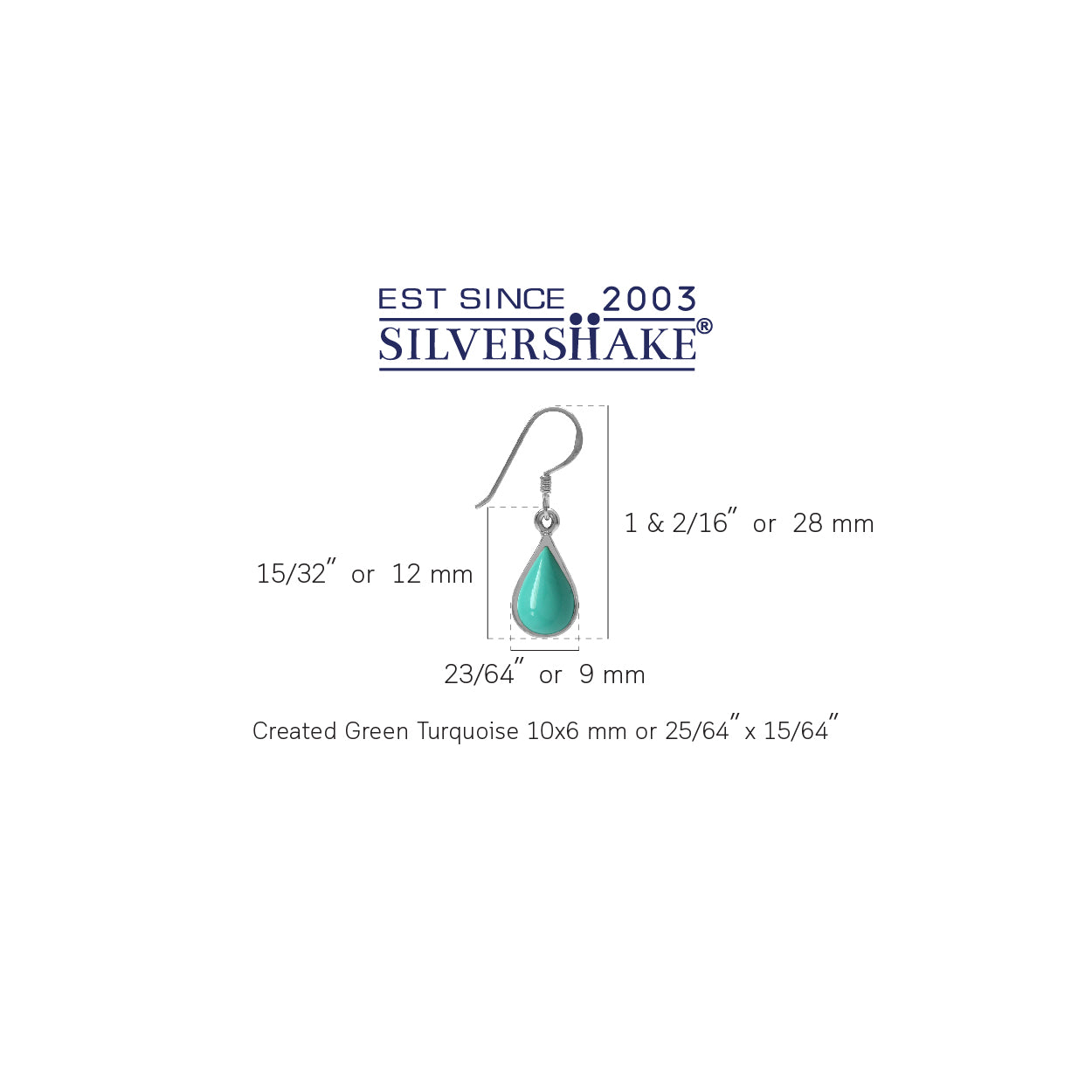 Created Green Turquoise White Gold Plated 925 Sterling Silver Drop Dangle Earrings - Silvershake-store