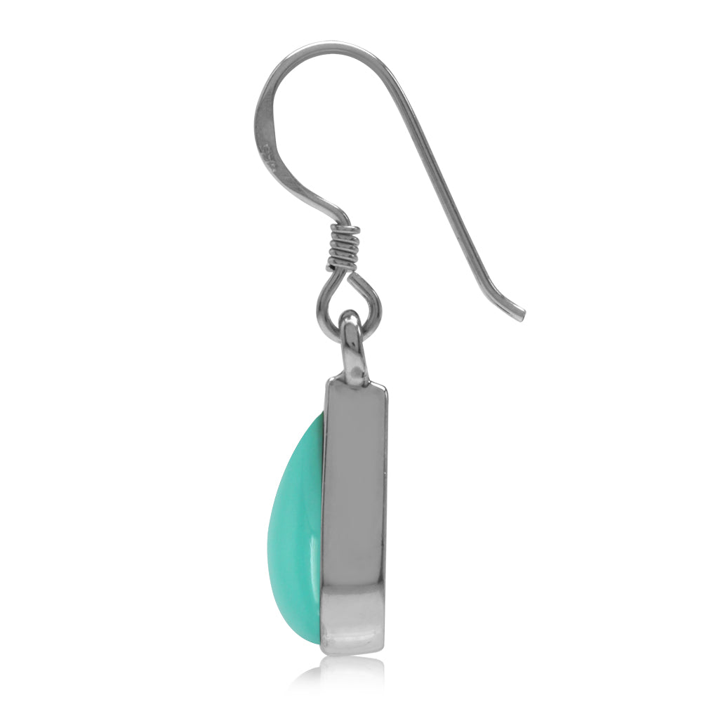 Created Green Turquoise White Gold Plated 925 Sterling Silver Drop Dangle Earrings - Silvershake-store