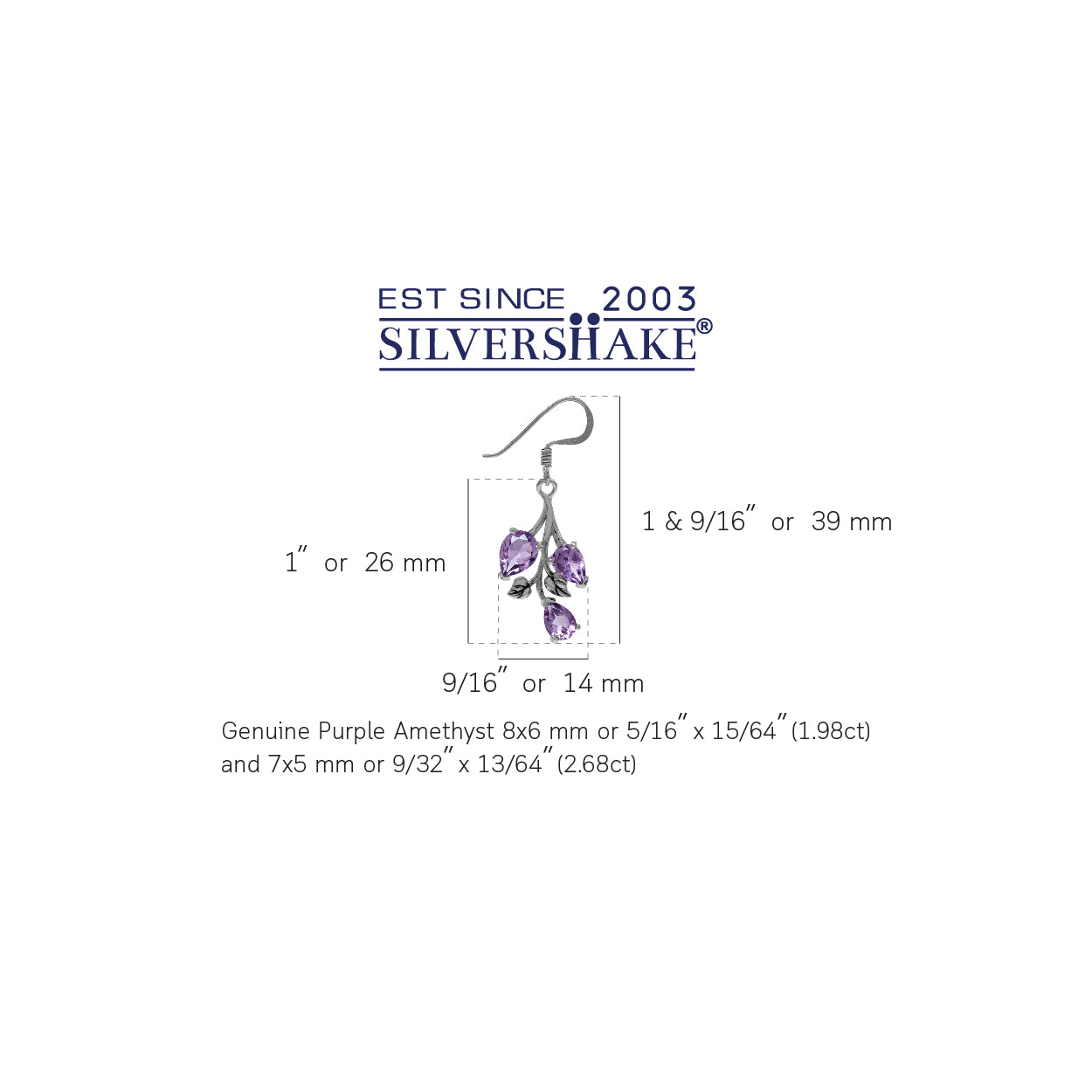 4.66 CTW Genuine Pear Shape Purple Amethyst 925 Sterling Silver Leaf Vintage Inspired Dangle Hook Earrings February Gemstone Birthstone Jewelry for Women - Silvershake-store