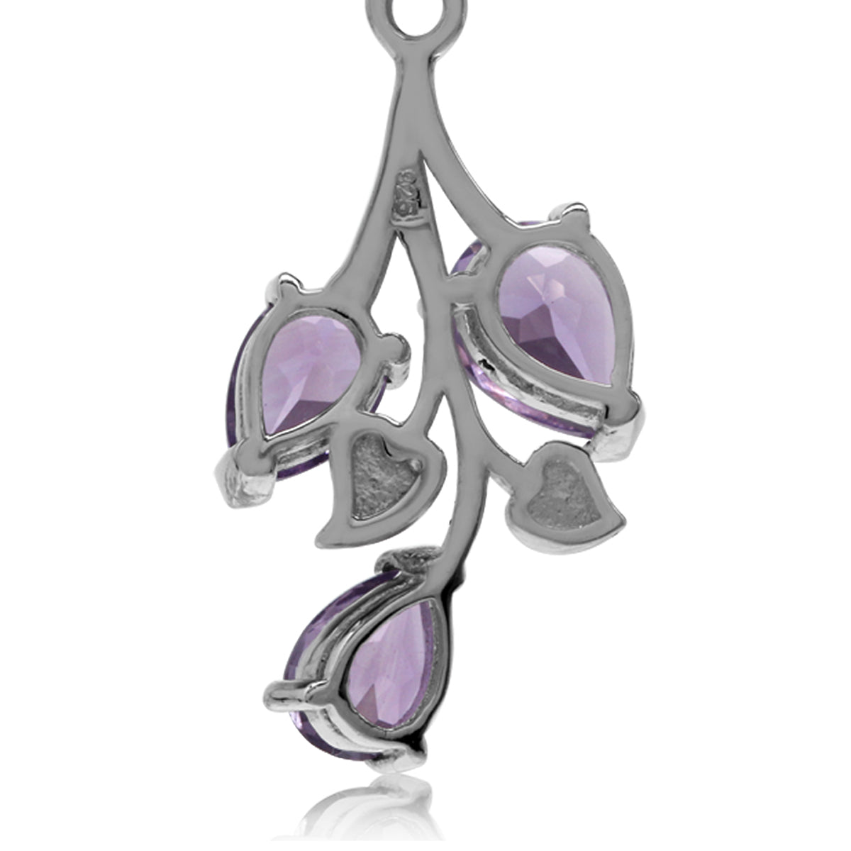4.66 CTW Genuine Pear Shape Purple Amethyst 925 Sterling Silver Leaf Vintage Inspired Dangle Hook Earrings February Gemstone Birthstone Jewelry for Women - Silvershake-store