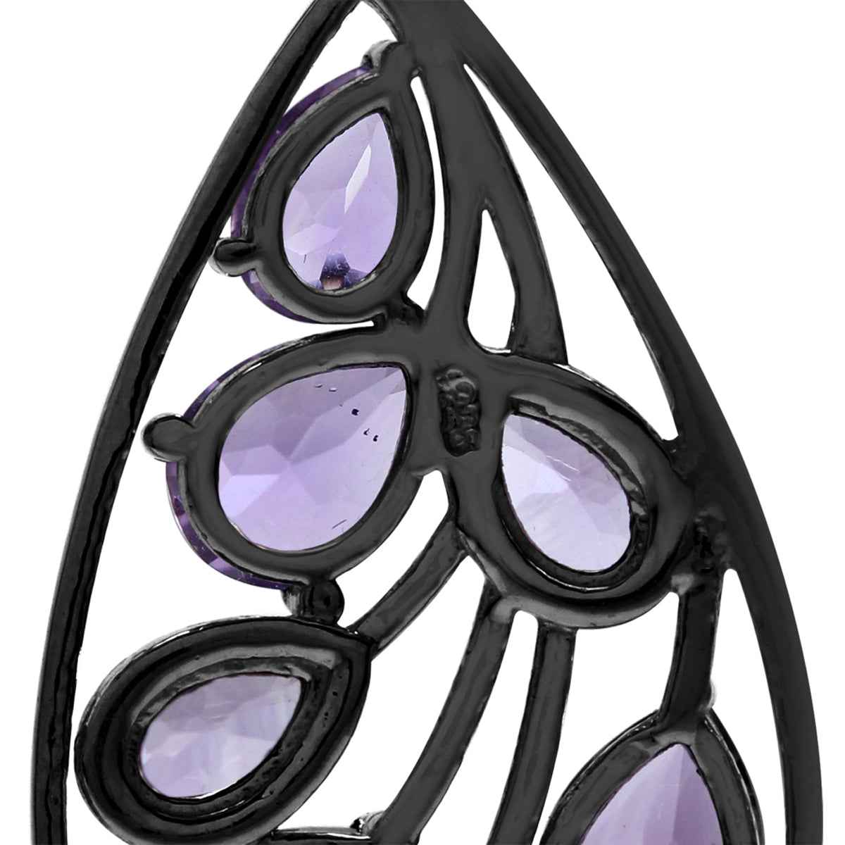 6.04ct. Natural Amethyst Black Rhodium Plated 925 Sterling Silver Drop Dangle Earrings