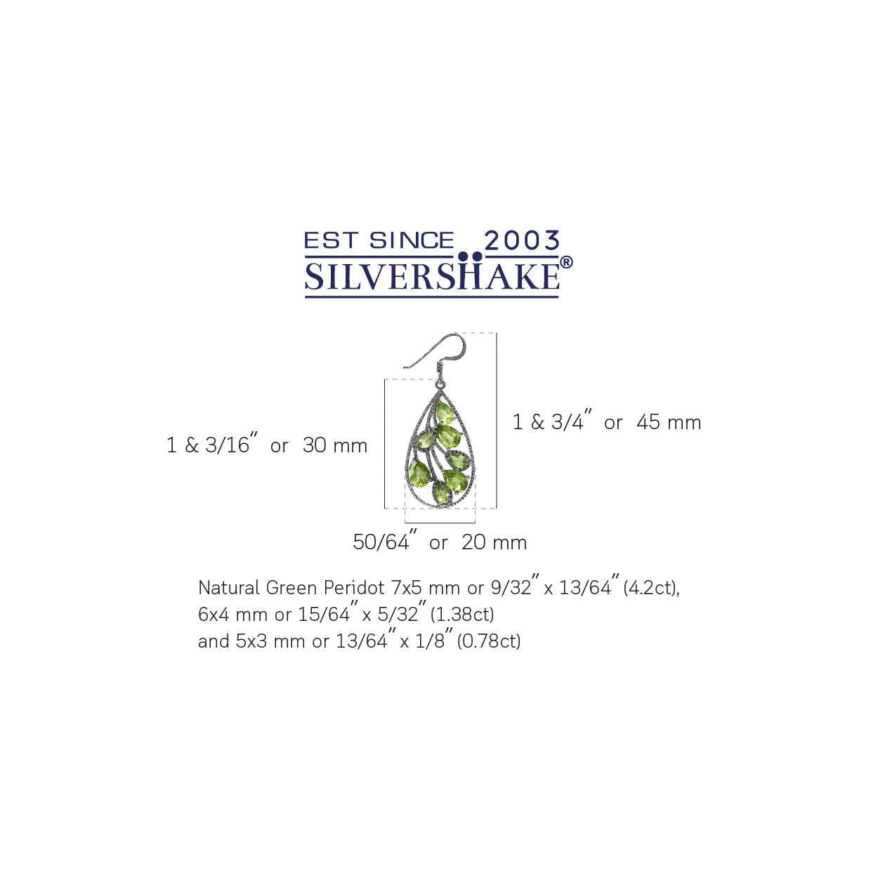 6.36ct. Natural Peridot White Gold Plated 925 Sterling Silver Drop Dangle Earrings