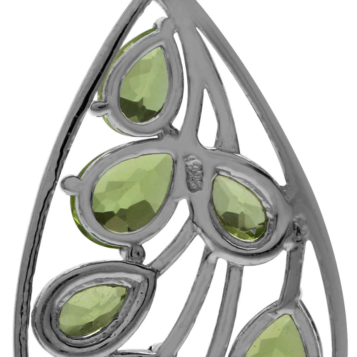 6.36ct. Natural Peridot White Gold Plated 925 Sterling Silver Drop Dangle Earrings