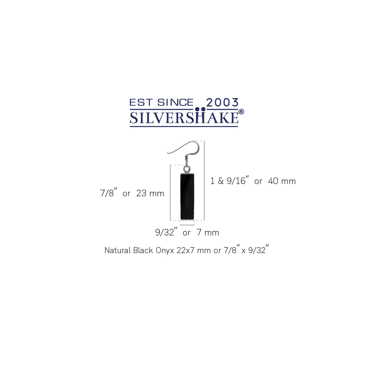 Long Black Created Onyx White Gold Plated 925 Sterling Silver Dangle Hook Earrings - Silvershake-store
