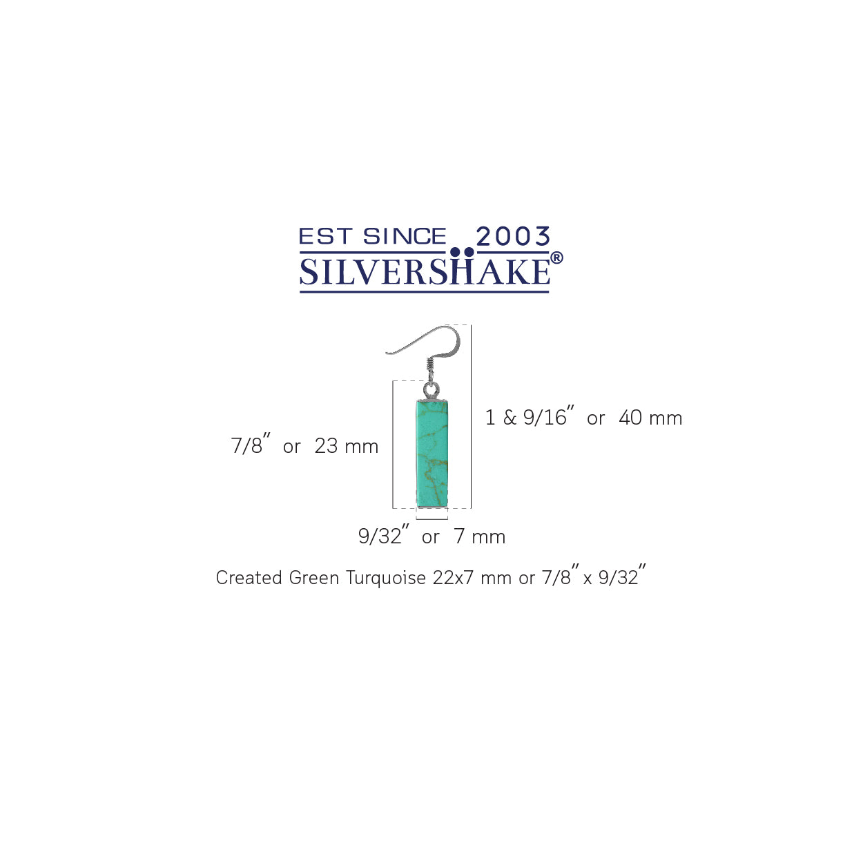 Long Green Created Turquoise White Gold Plated 925 Sterling Silver Dangle Hook Earrings - Silvershake-store