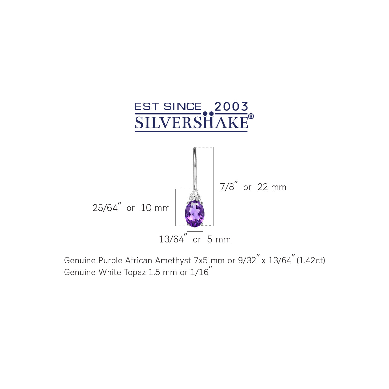 1.42ct. Natural African Amethyst and White Topaz 925 Sterling Silver Hook Closure Earrings - Silvershake-store