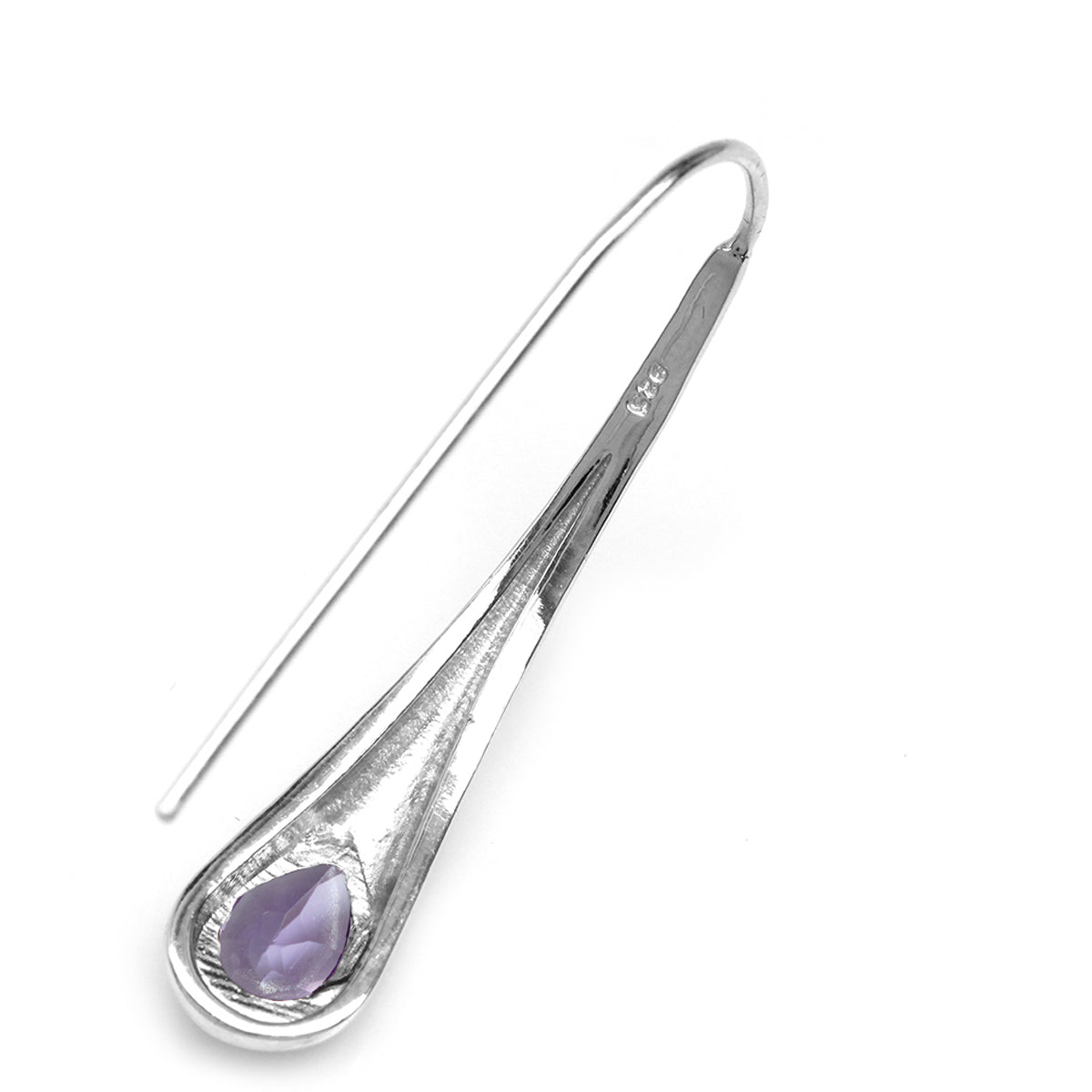 1.34ct. Natural Amethyst White Gold Plated 925 Sterling Silver Modern Style Hook Earrings