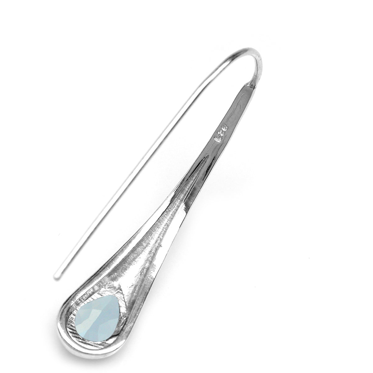 1.04ct. Genuine Blue Aquamarine White Gold Plated 925 Sterling Silver Modern Style Hook Earrings - Silvershake-store