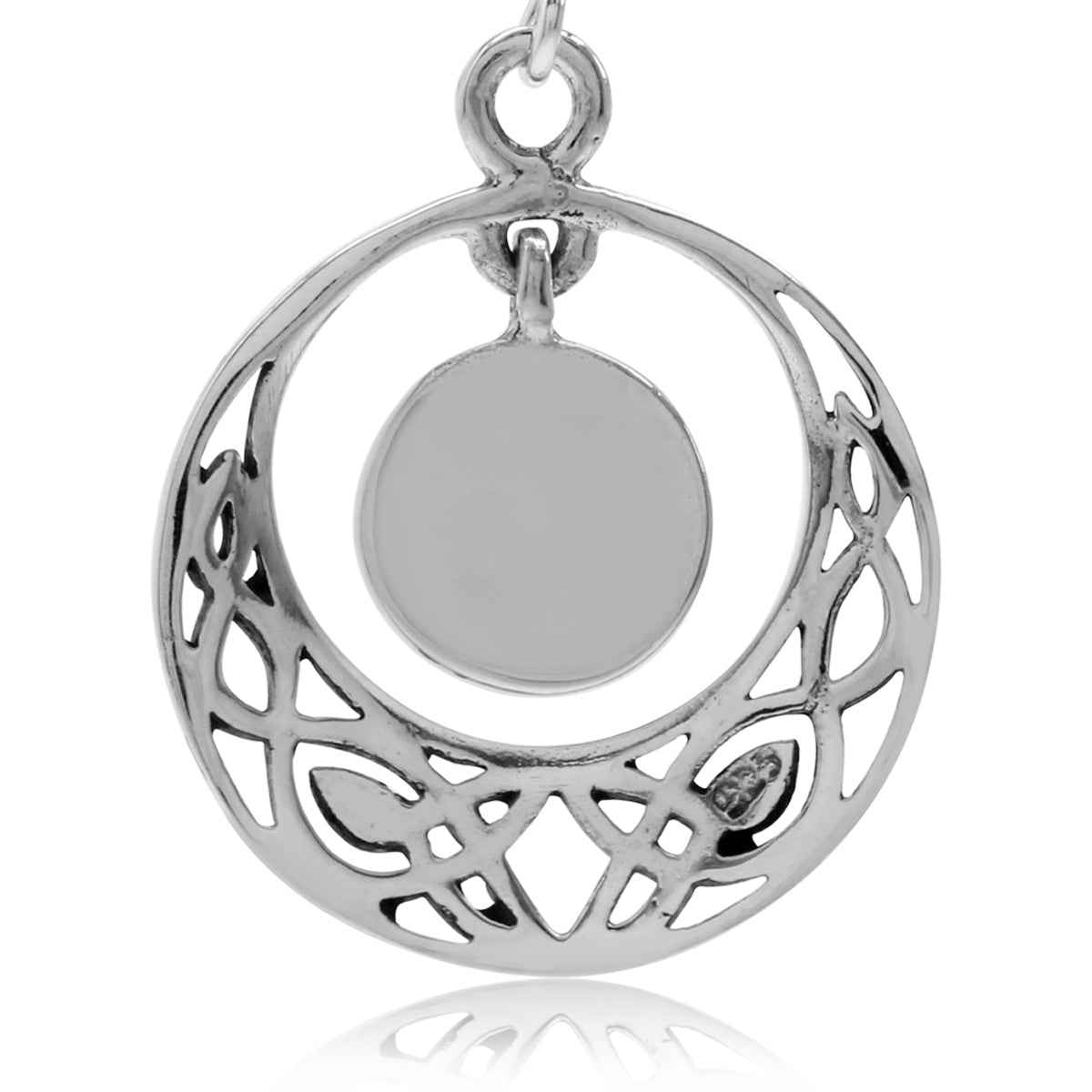 Pink Mother of Pearl 925 Sterling Silver Celtic Knot Circle Dangle Hook Earrings