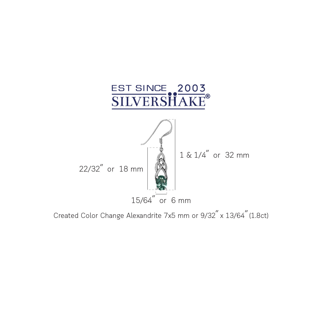 Simulated Color Change Alexandrite 925 Sterling Silver Celtic Knot Dangle Hook Earrings - Silvershake-store