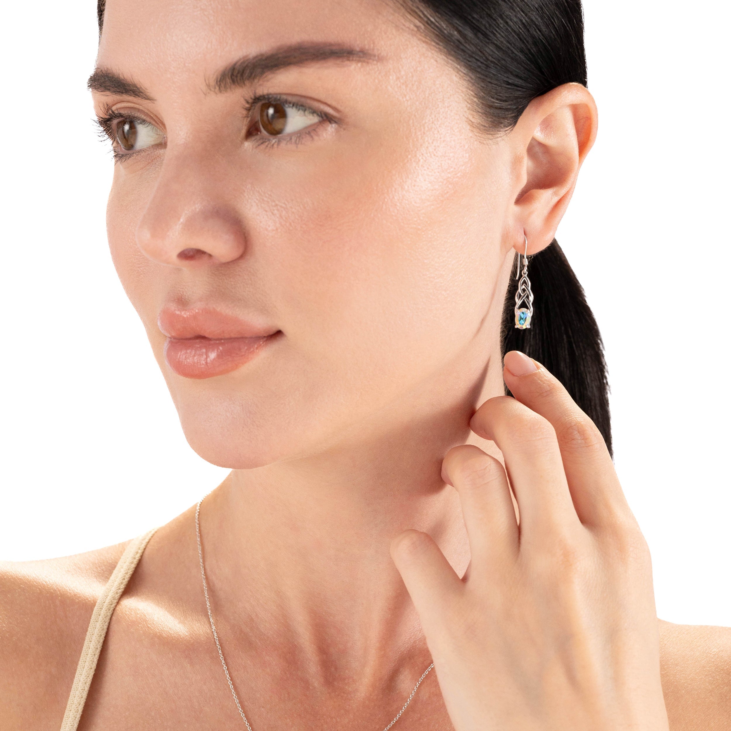 1.44ct. Natural African Amethyst 925 Sterling Silver Celtic Knot Dangle Hook Earrings - Silvershake-store