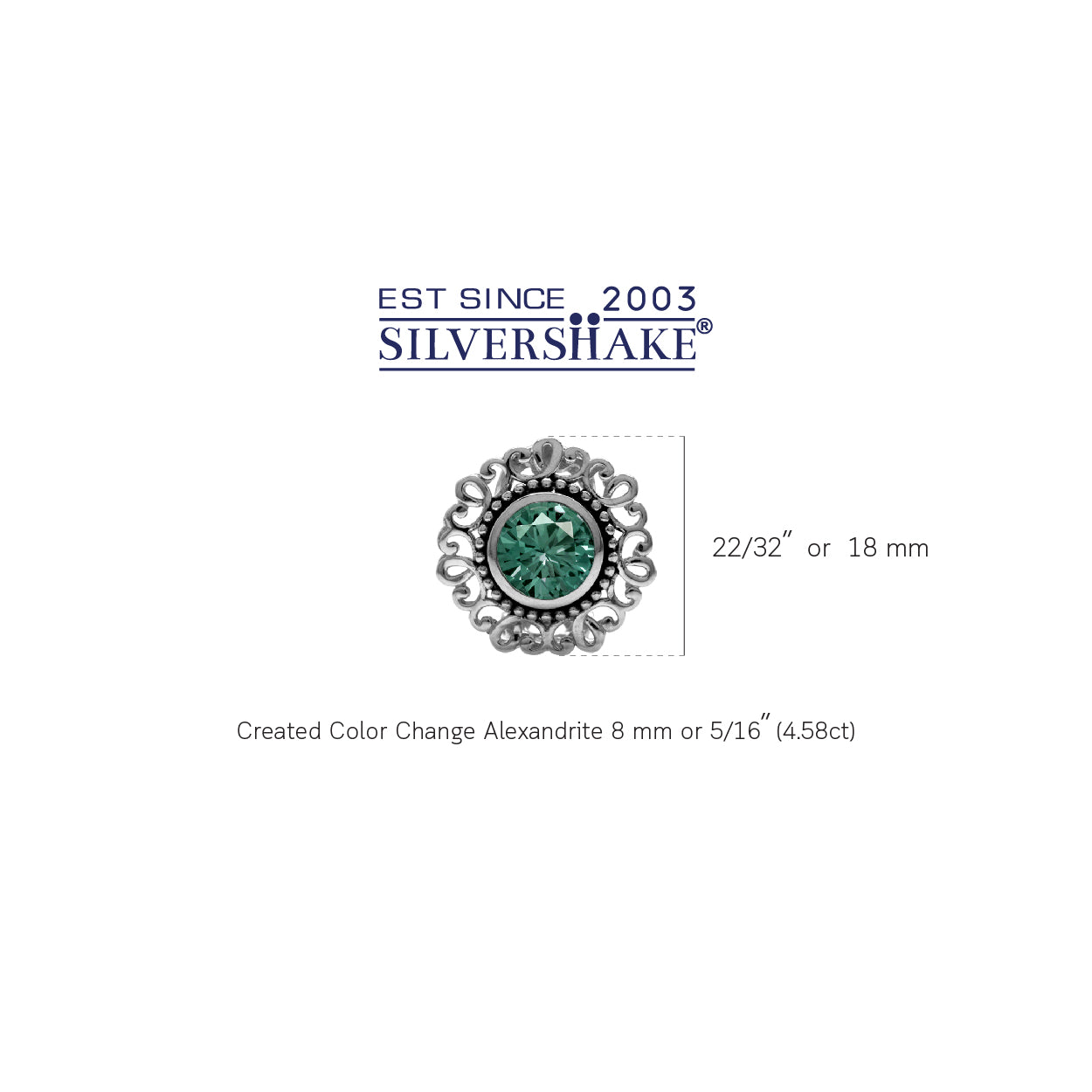 8MM Round Simulated Color Change Alexandrite 925 Sterling Silver Balinese Style Omega Clip Earrings
