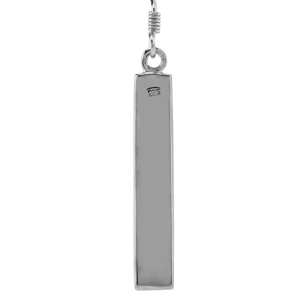 Created Black Onyx Inlay White Gold Plated 925 Sterling Silver Long Stick Dangle Hook Earrings - Silvershake-store