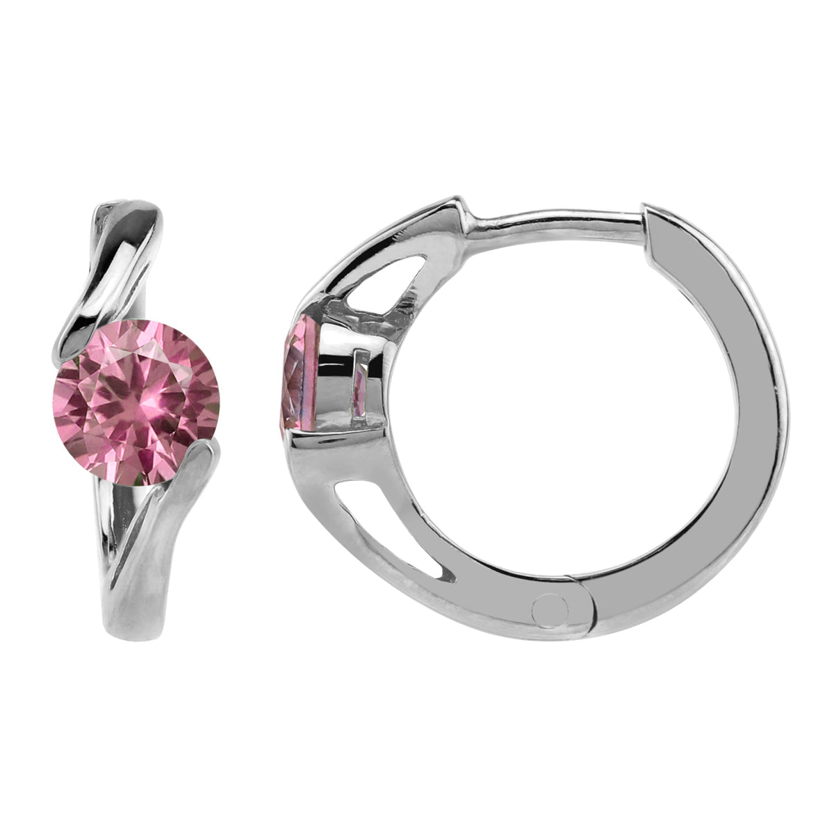 5mm Round Shape Created Color Change Alexandrite 925 Sterling Silver Huggie Hoop Earrings - Silvershake-store