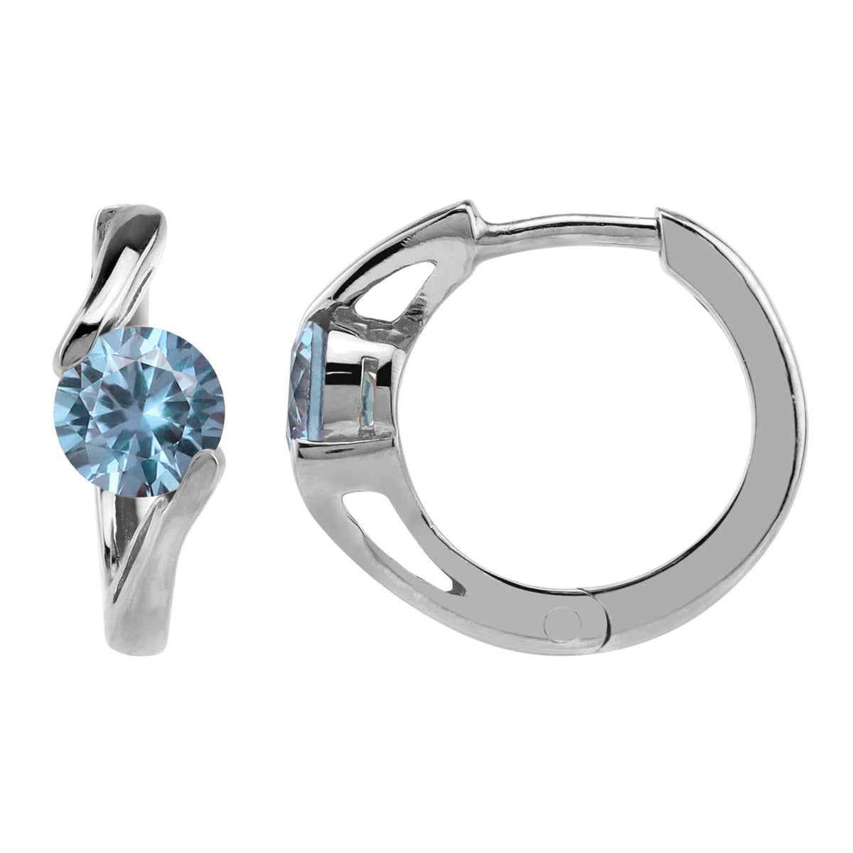 5mm Round Shape Created Color Change Alexandrite 925 Sterling Silver Huggie Hoop Earrings - Silvershake-store