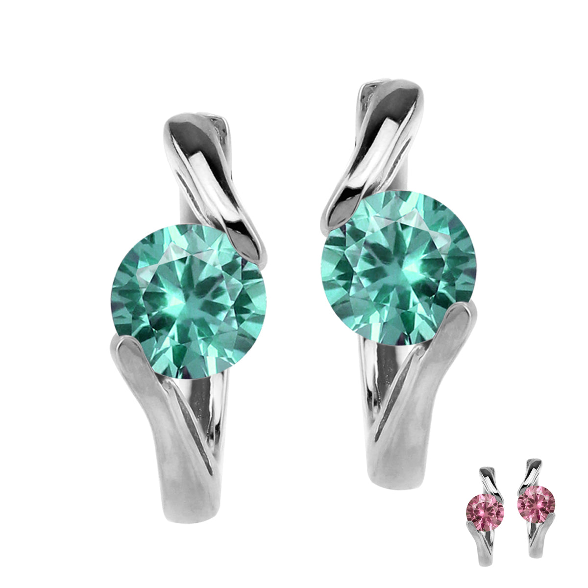 5mm Round Shape Created Color Change Alexandrite 925 Sterling Silver Huggie Hoop Earrings - Silvershake-store