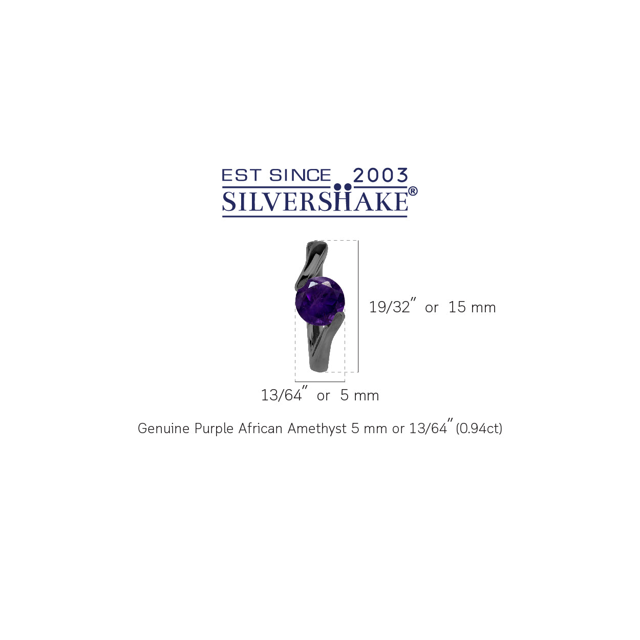 5mm Natural African Amethyst Black Rhodium Plated 925 Sterling Silver Huggie Hoop Earrings - Silvershake-store