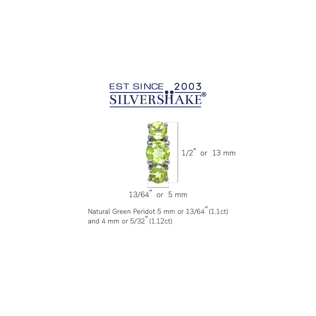 2.22ct. 3 Stone Natural Round Shape Peridot White Gold Plated 925 Sterling Silver Stud Post Earrings - Silvershake-store