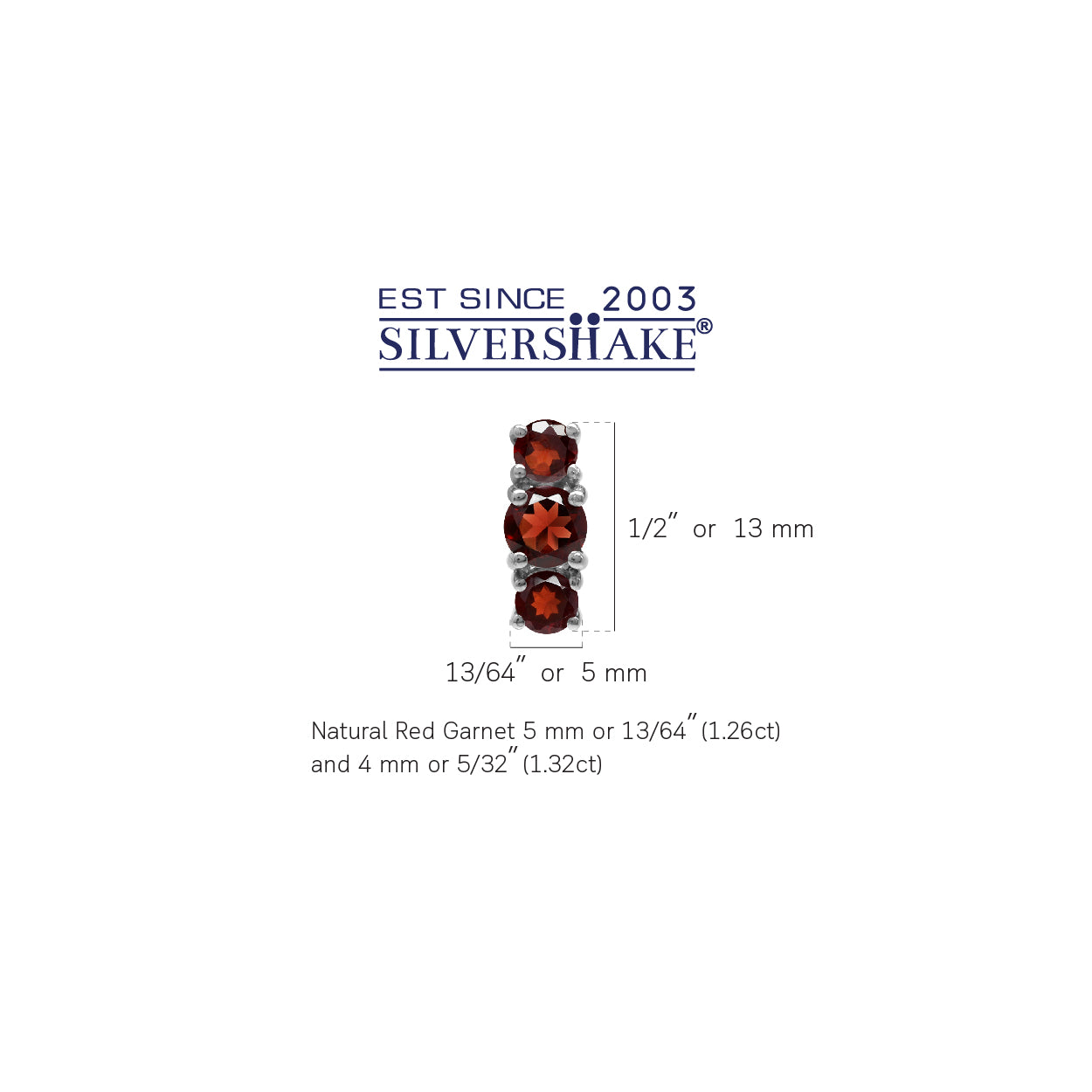 2.58ct. 3 Stone Natural Round Shape Garnet White Gold Plated 925 Sterling Silver Stud Post Earrings - Silvershake-store