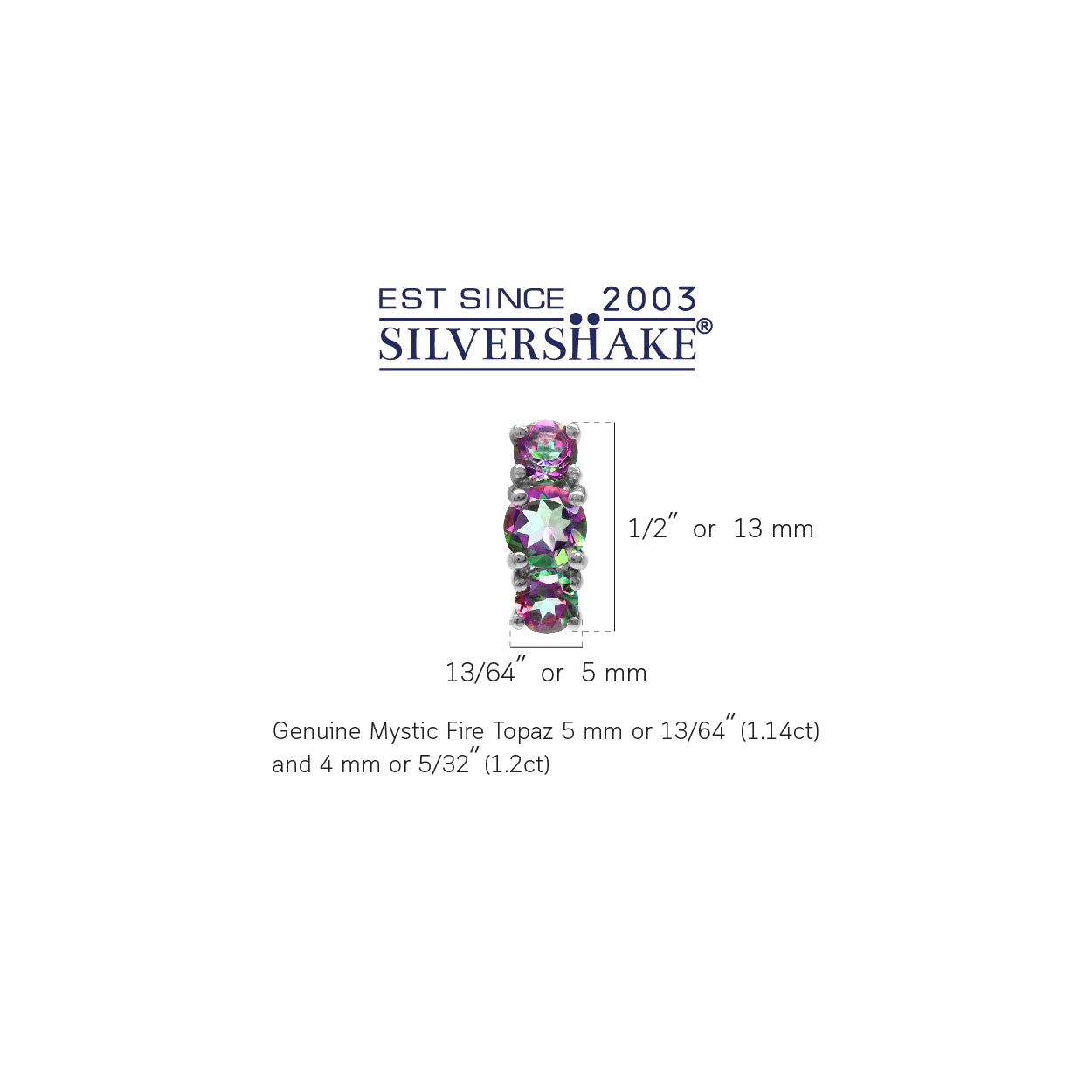 2.34ct. 3 Stone Round Shape Mystic Fire Topaz White Gold Plated 925 Sterling Silver Stud Post Earrings - Silvershake-store