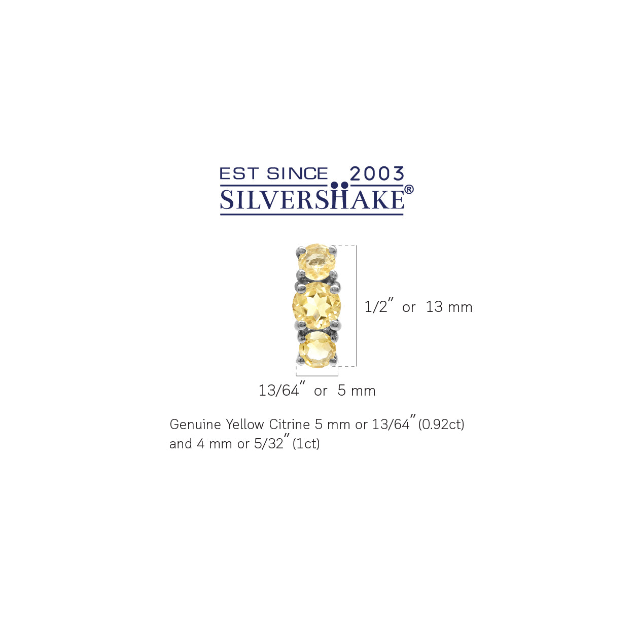 1.92ct. 3 Stone Natural Round Shape Citrine White Gold Plated 925 Sterling Silver Stud Post Earrings - Silvershake-store