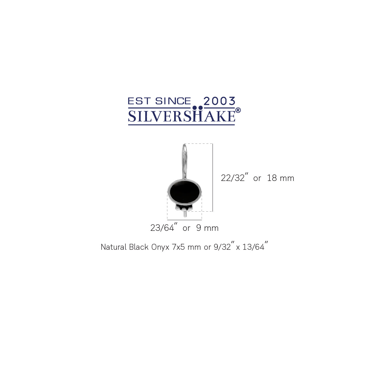 Oval Shape Created Black Onyx Inlay 925 Sterling Silver Hook Closure Earrings - Silvershake-store