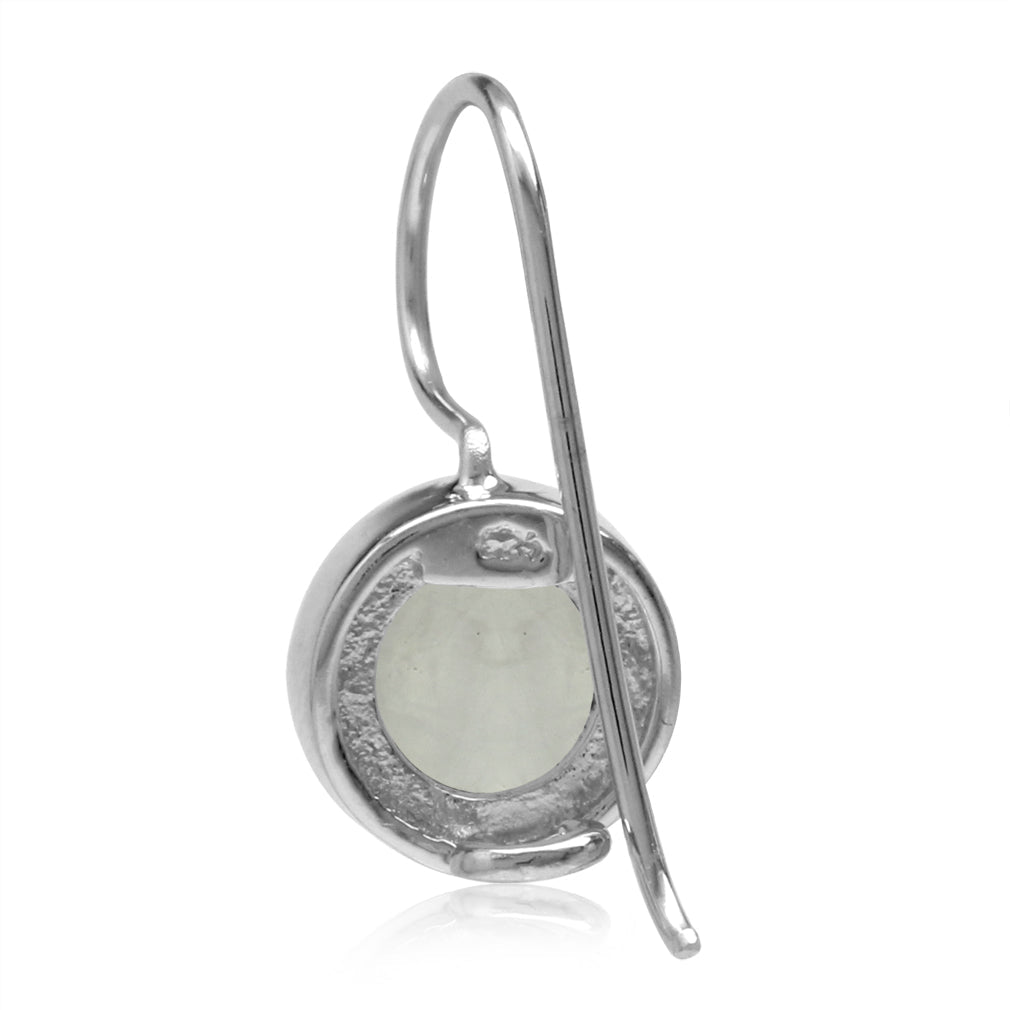 8mm Natural Moonstone White Gold Plated 925 Sterling Silver Hook Closure Earrings - Silvershake-store