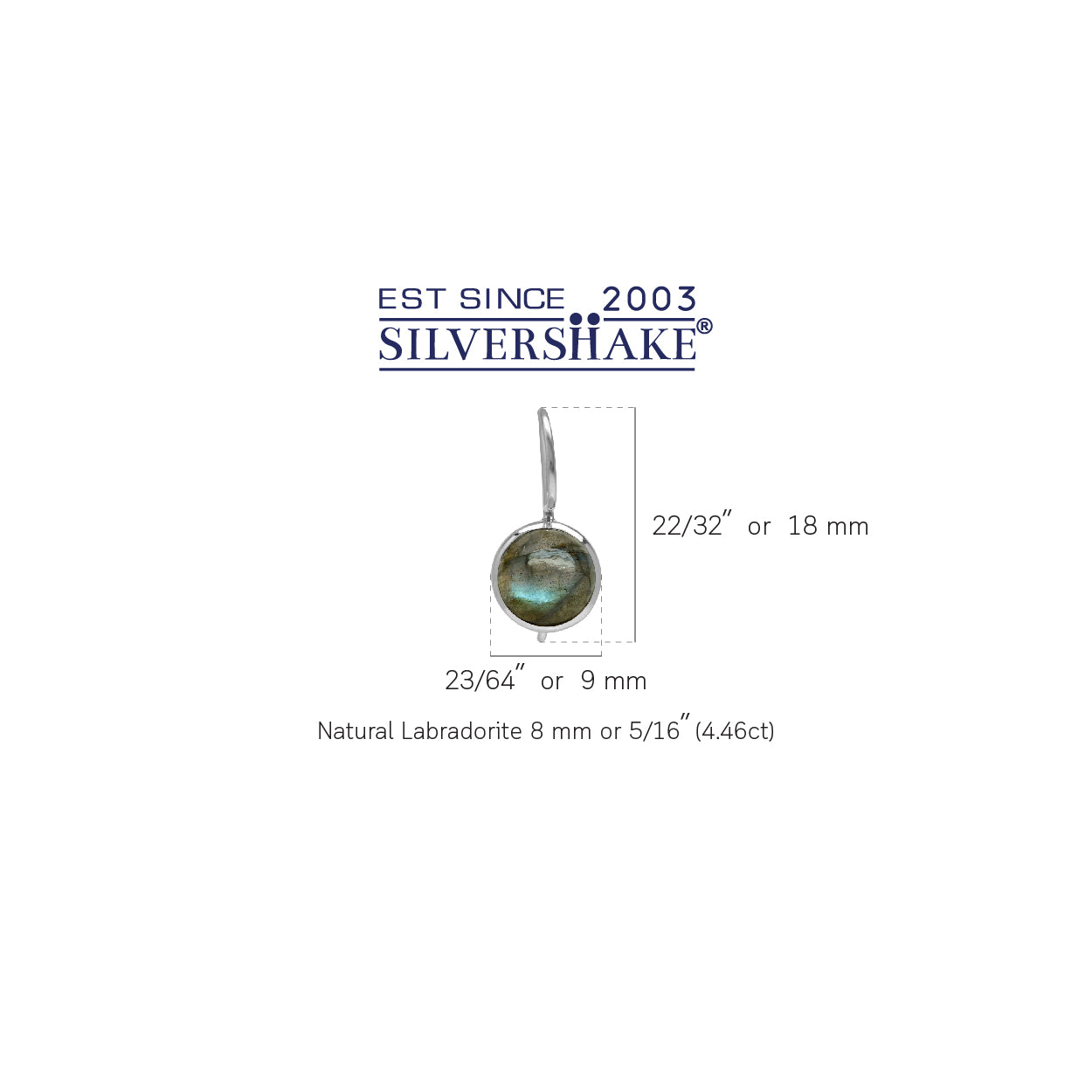 8mm Labradorite White Gold Plated 925 Sterling Silver Hook Closure Earrings - Silvershake-store