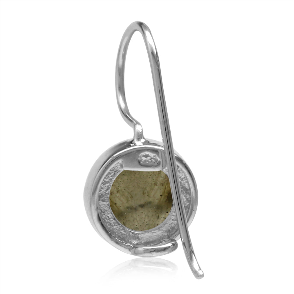 8mm Labradorite White Gold Plated 925 Sterling Silver Hook Closure Earrings - Silvershake-store
