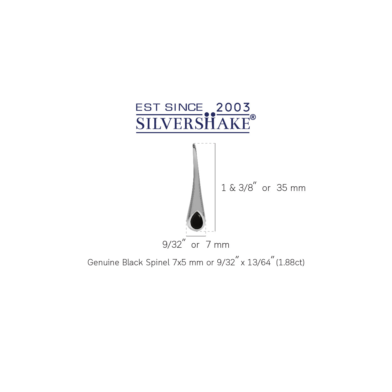 1.88ct. Natural Black Spinel White Gold Plated 925 Sterling Silver Modern Style Hook Earrings - Silvershake-store
