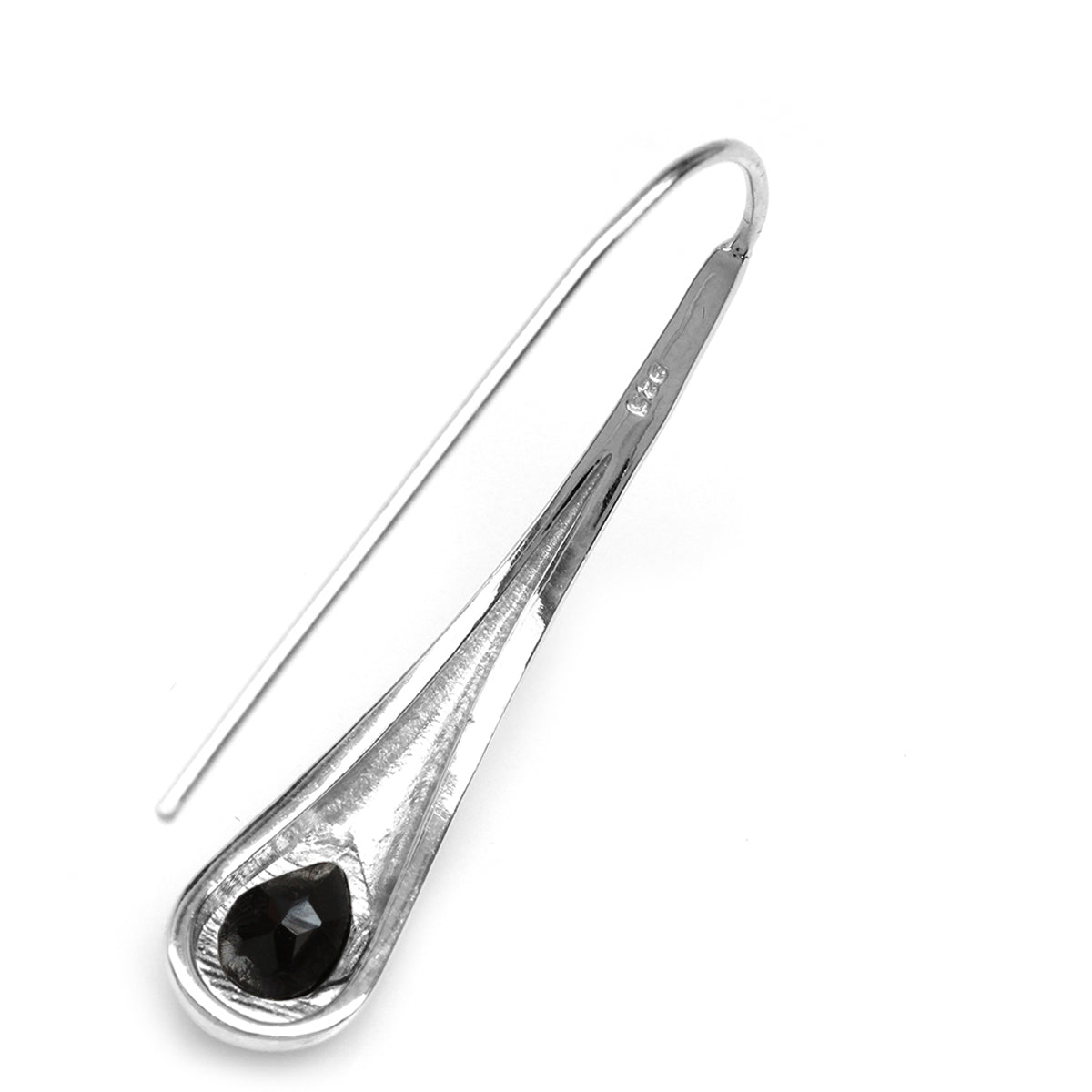1.88ct. Natural Black Spinel White Gold Plated 925 Sterling Silver Modern Style Hook Earrings - Silvershake-store