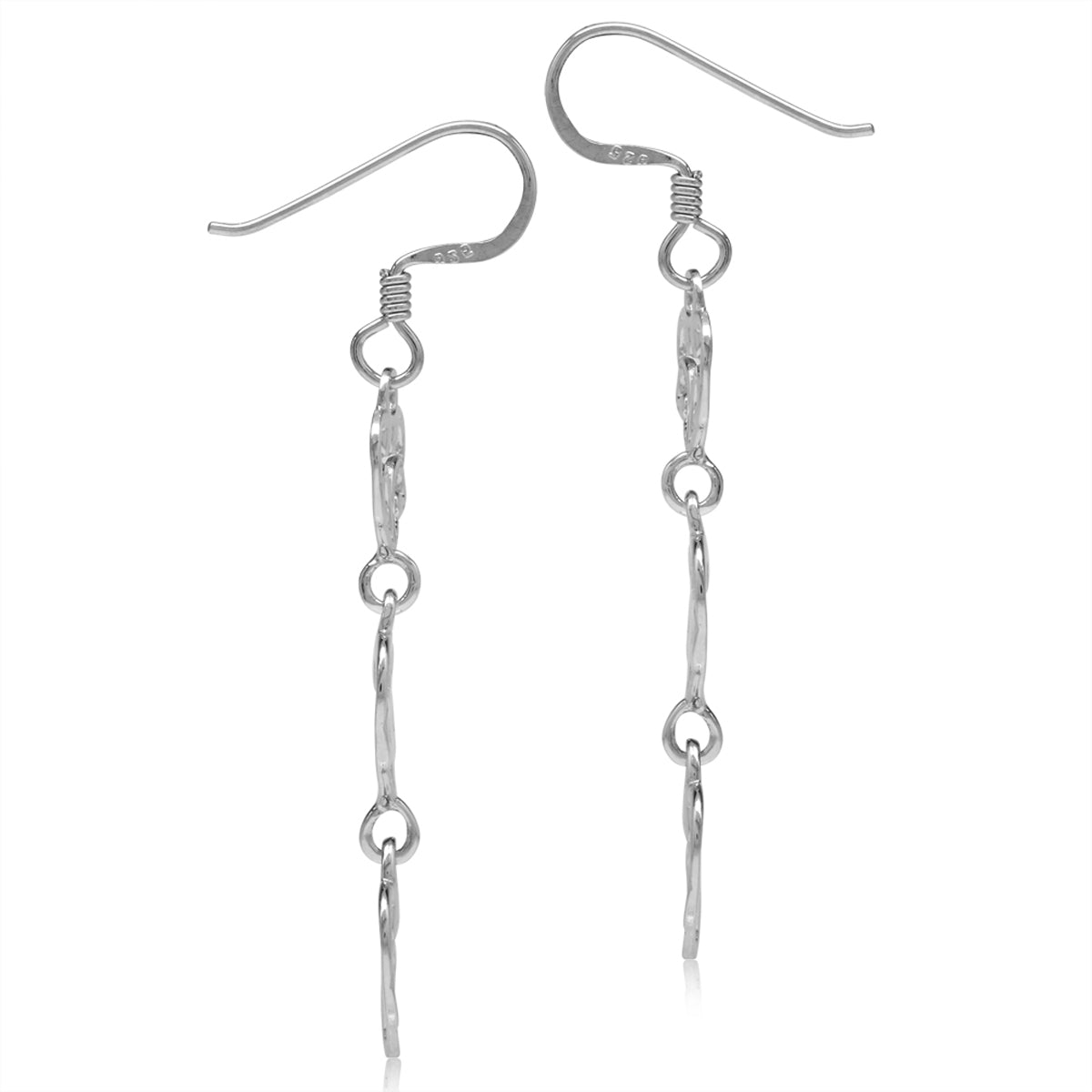 White Gold Plated 925 Sterling Silver Graduated 3 Hearts Victorian Style Dangle Hook Earrings