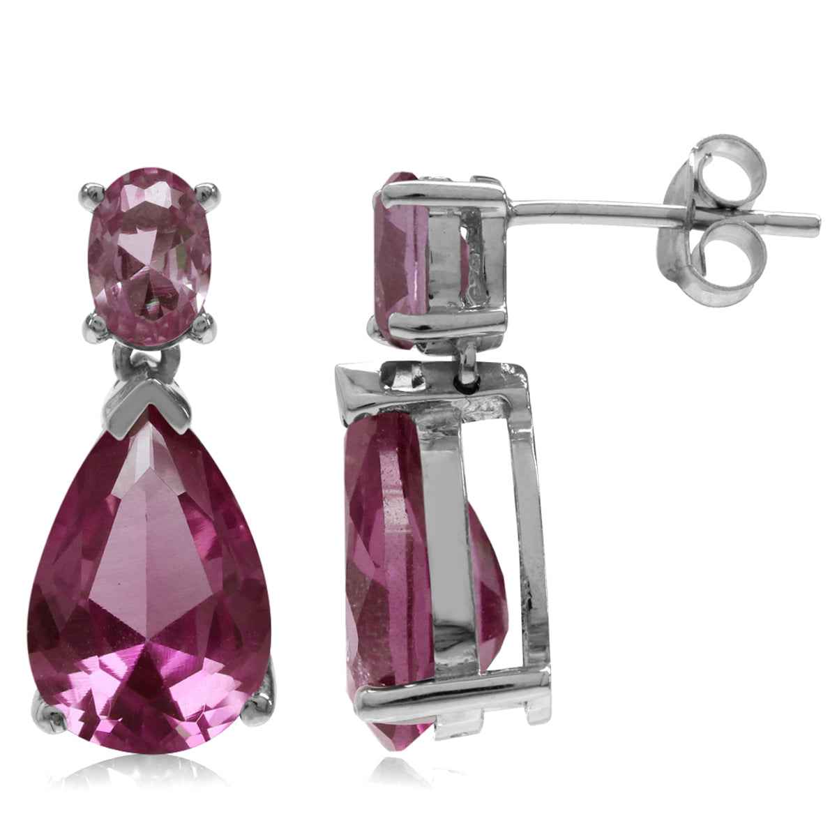 12X8mm Pear Shape Created Color Change Alexandrite 925 Sterling Silver Drop Dangle Post Earrings