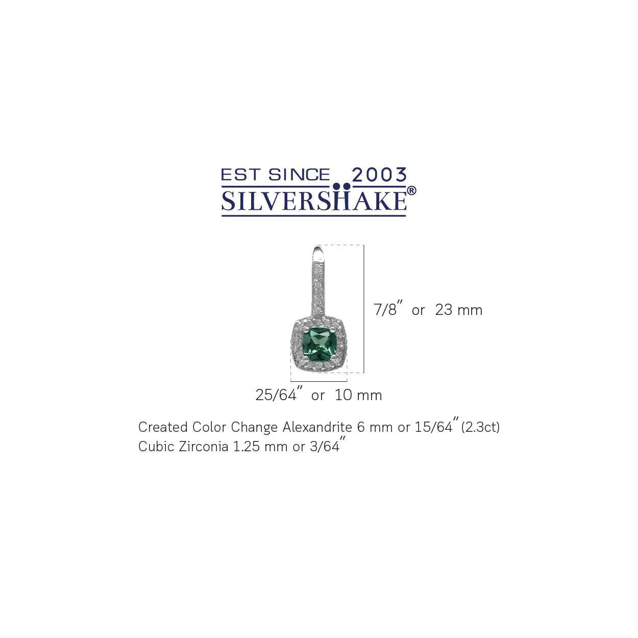 6mm Cushion Shape Simulated Color Change Alexandrite 925 Sterling Silver Halo Leverback Earrings
