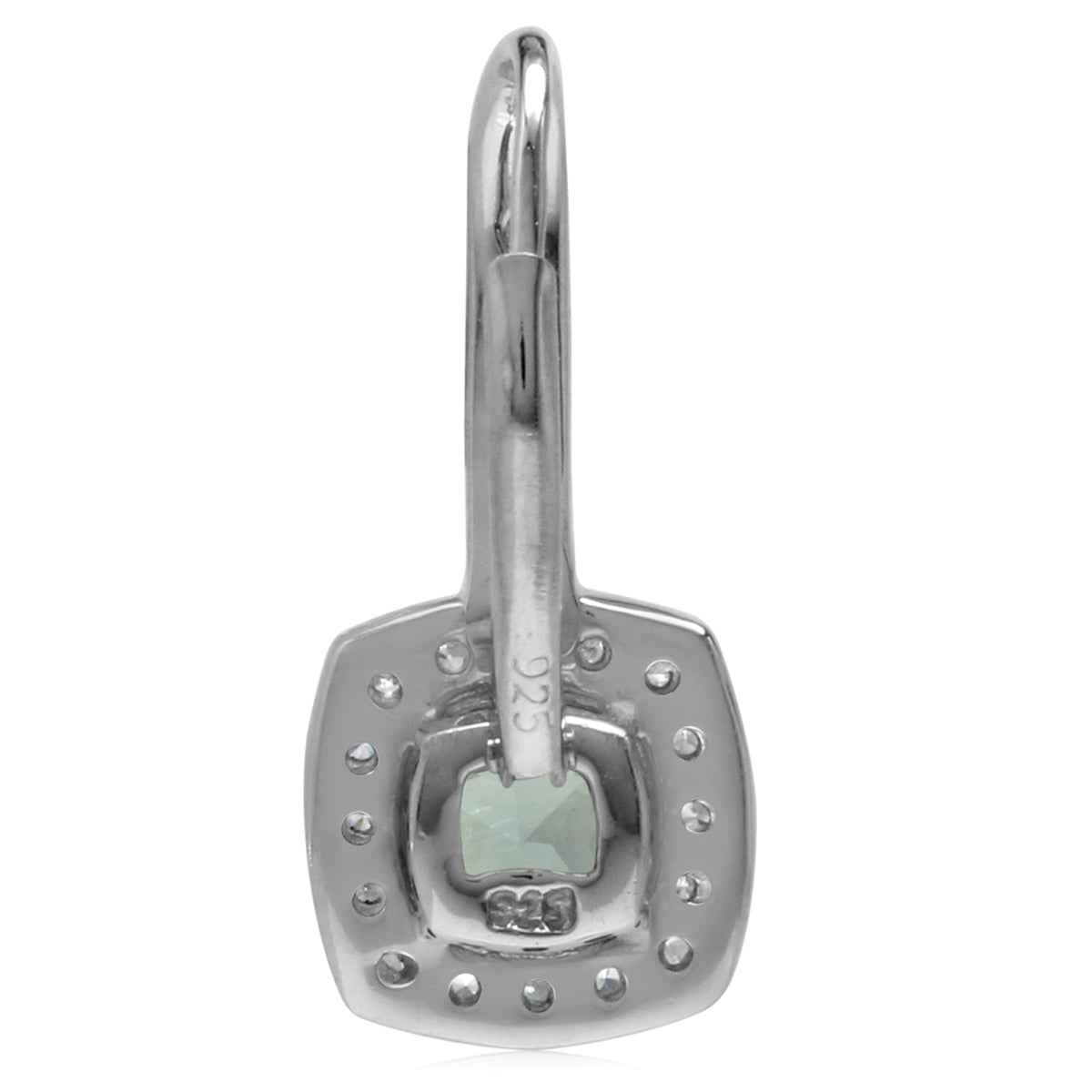 6mm Cushion Shape Simulated Color Change Alexandrite 925 Sterling Silver Halo Leverback Earrings