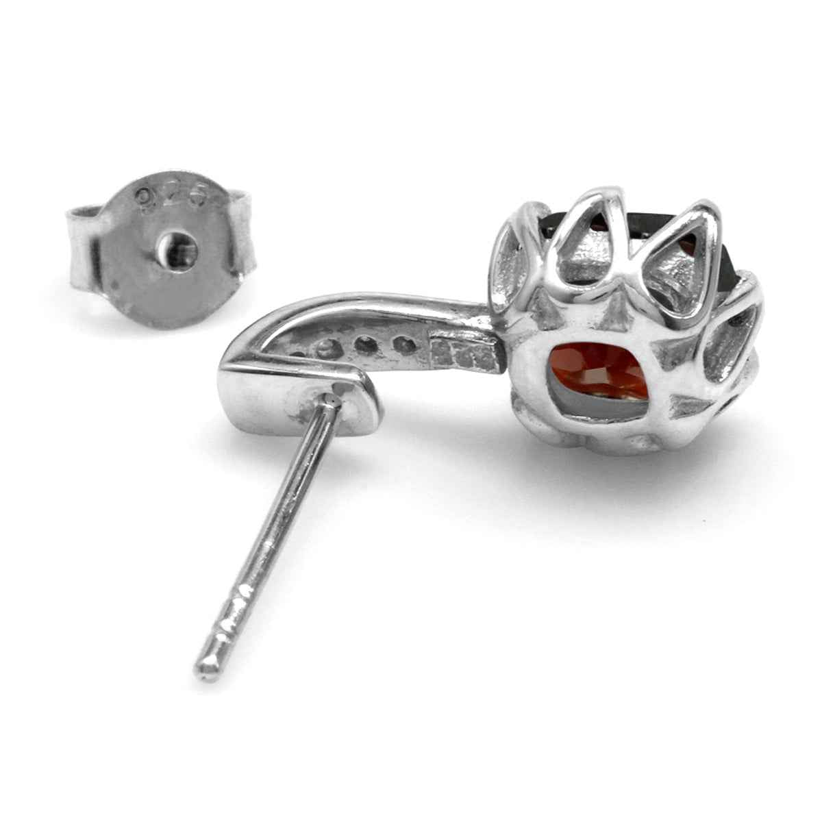 2.52ct. 8mm Natural Cushion Shape Garnet White Gold Plated 925 Sterling Silver Post Earrings