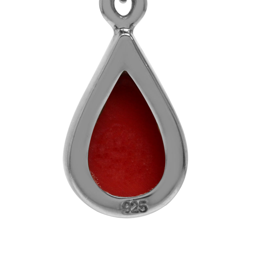 Created Red Coral White Gold Plated 925 Sterling Silver Drop Dangle Earrings - Silvershake-store