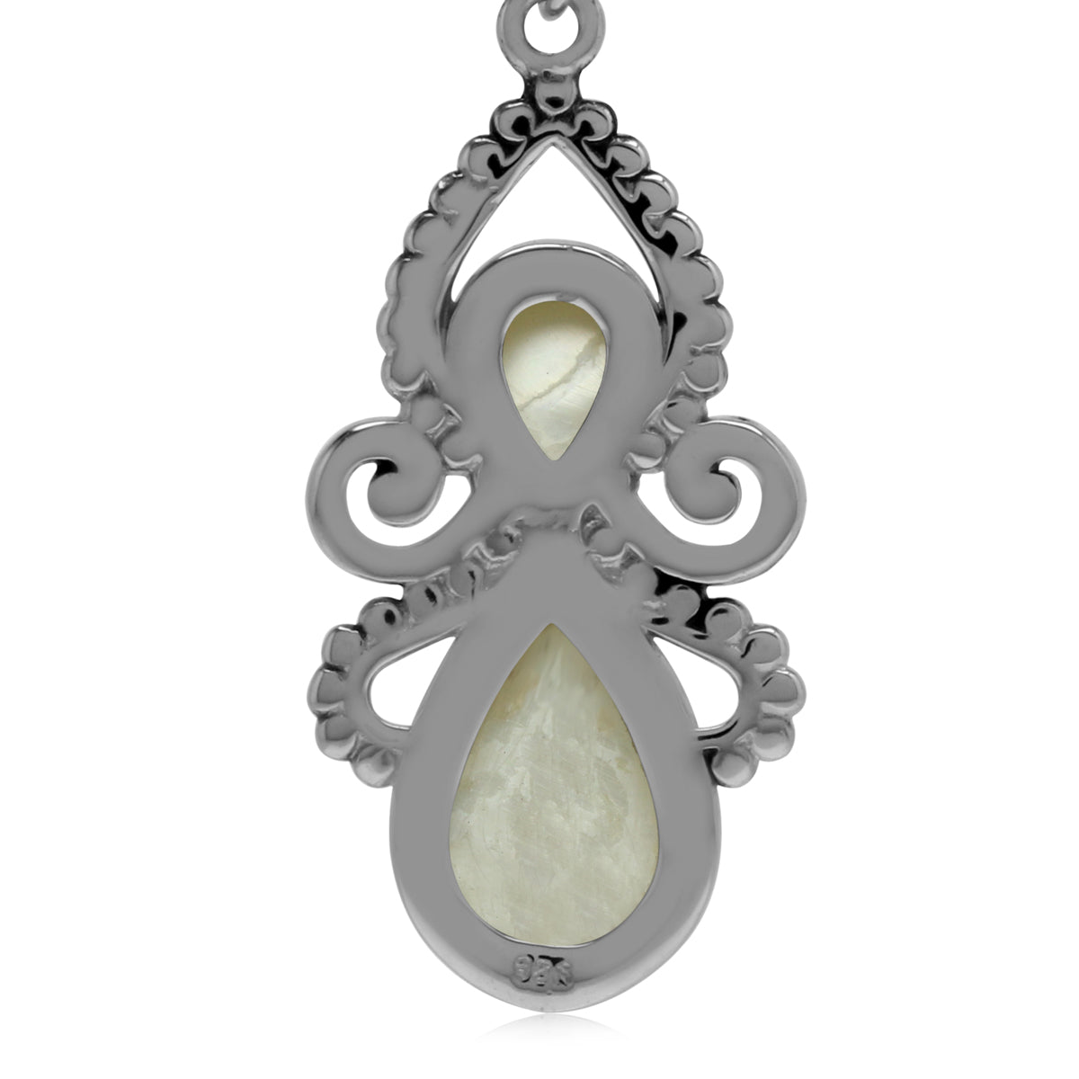 White Mother Of Pearl 925 Sterling Silver Victorian Inspired Dangle Hook Earrings silvershake