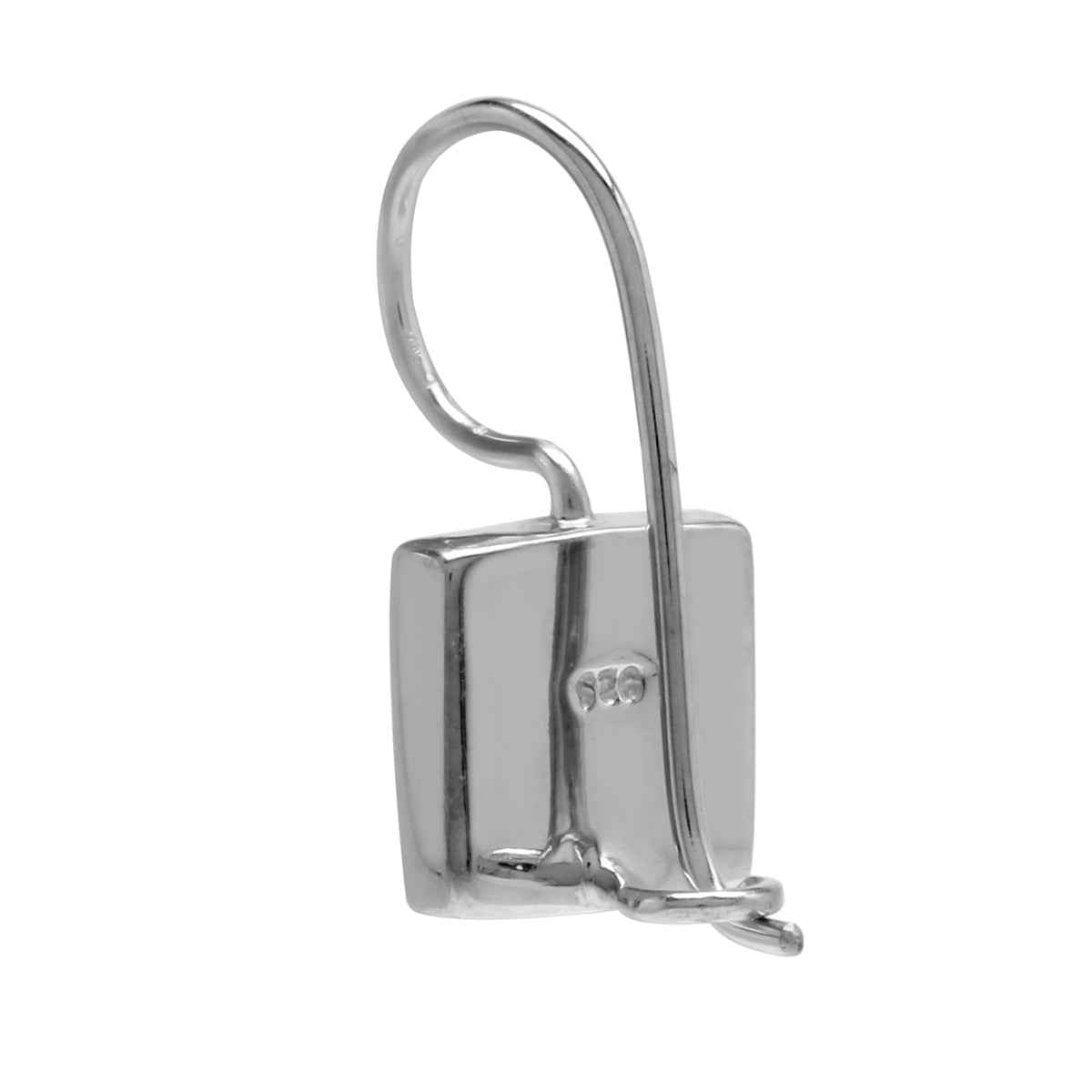 9MM Natural Square Shape Black Onyx Stone Inlay White Gold Plated 925 Sterling Silver Basic Hook Closure Earrings