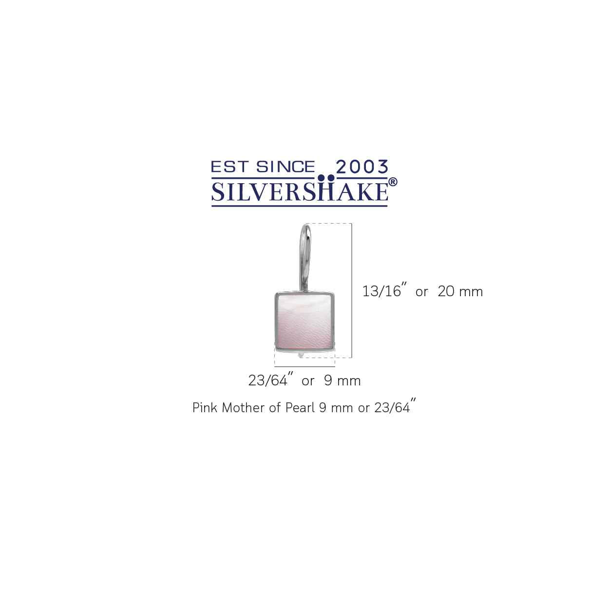 9MM Square Shape Pink Mother Of Pearl Shell Inlay White Gold Plated 925 Sterling Silver Basic Hook Closure Earrings