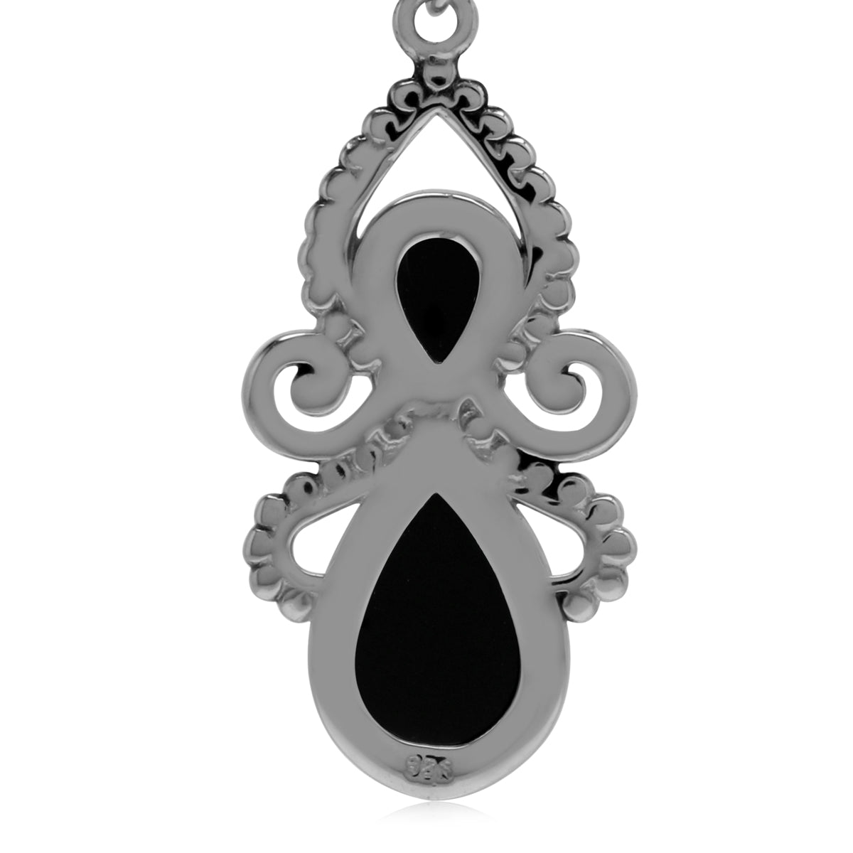 Natural Black Onyx Stone 925 Sterling Silver Dangle Hook Earrings silvershake