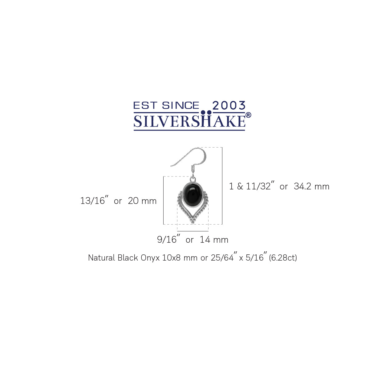 Bohemian Inspired Natural Black Onyx Gem 925 Sterling Silver Dangle Drop Earrings silvershake