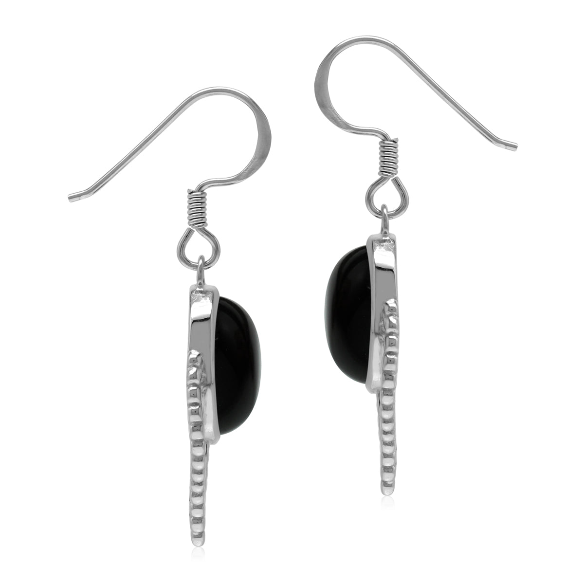 Bohemian Inspired Natural Black Onyx Gem 925 Sterling Silver Dangle Drop Earrings silvershake
