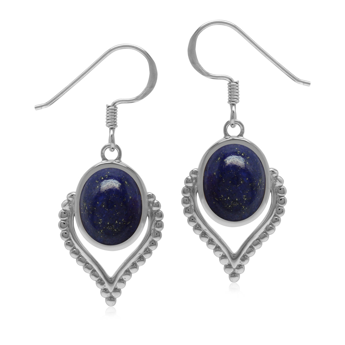 Bohemian Inspired Natural Blue Lapis Lazuli Gem 925 Sterling Silver Dangle Drop Earrings silvershake