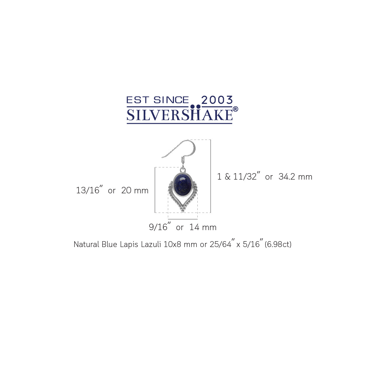 Bohemian Inspired Natural Blue Lapis Lazuli Gem 925 Sterling Silver Dangle Drop Earrings silvershake