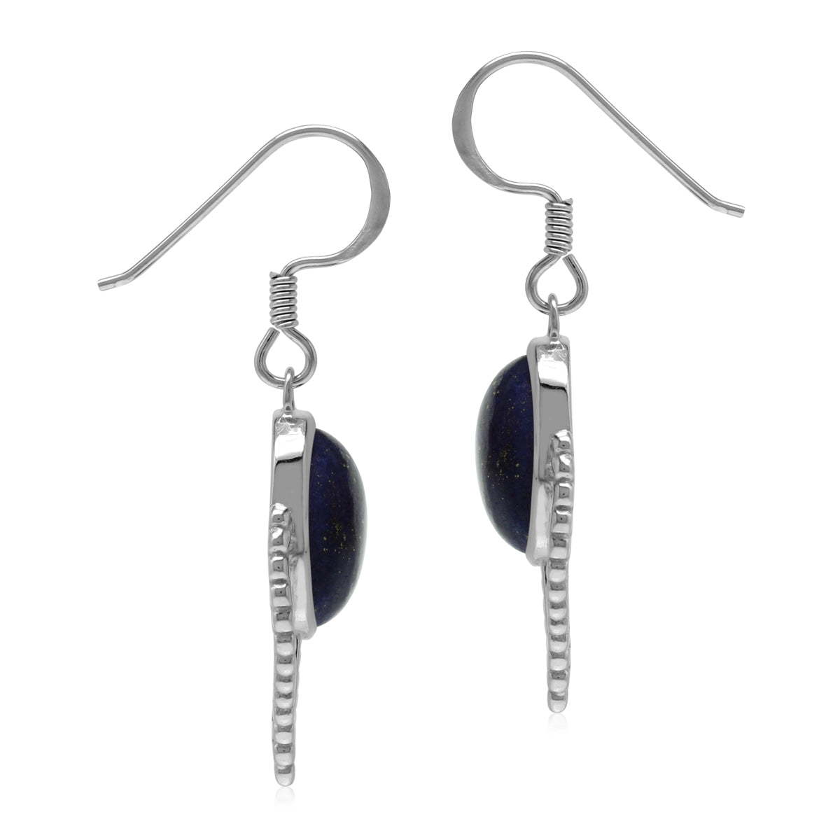 Bohemian Inspired Natural Blue Lapis Lazuli Gem 925 Sterling Silver Dangle Drop Earrings silvershake